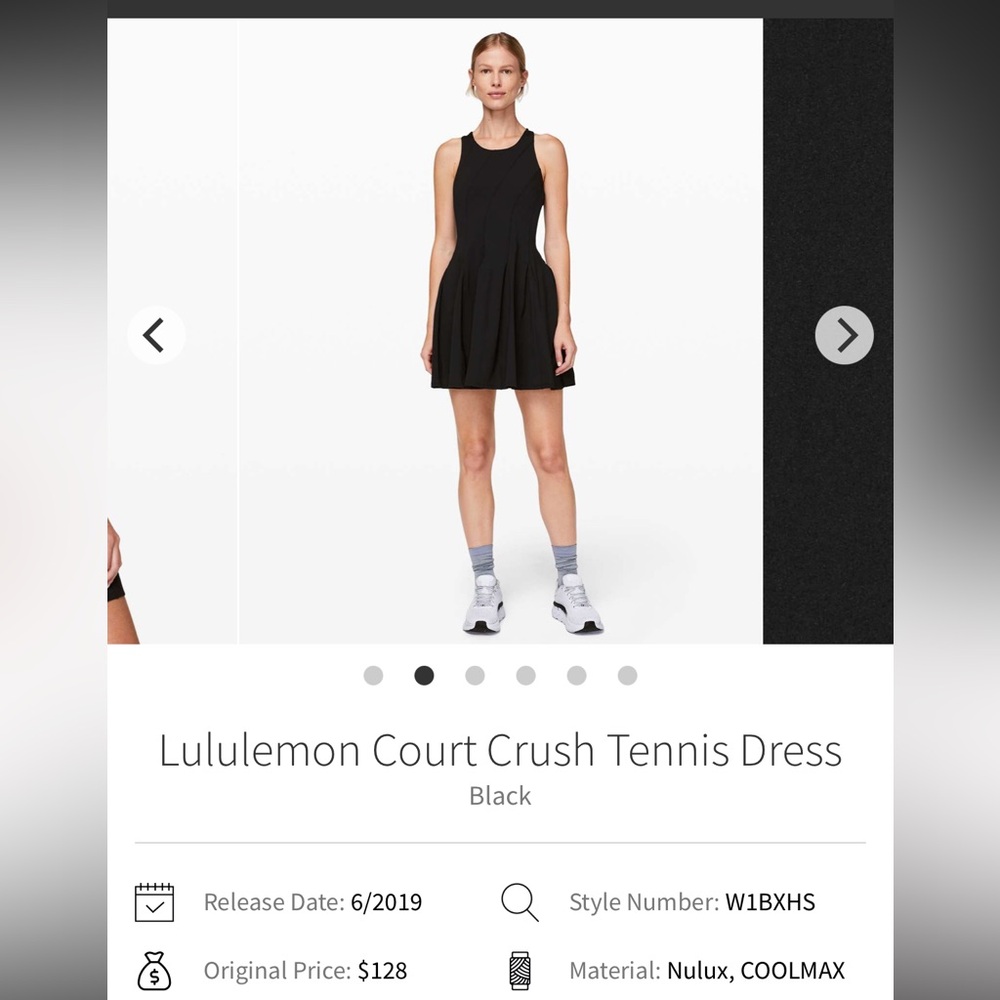 lululemon Court Crush Tennis dress black size 6